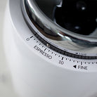 Close up on dial of White Niche Duo pointing to espresso