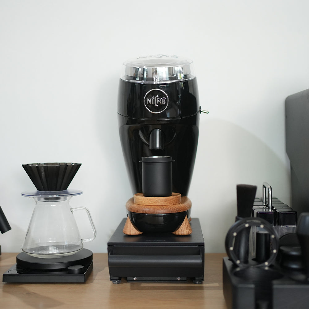 Flat burr coffee grinder outlet